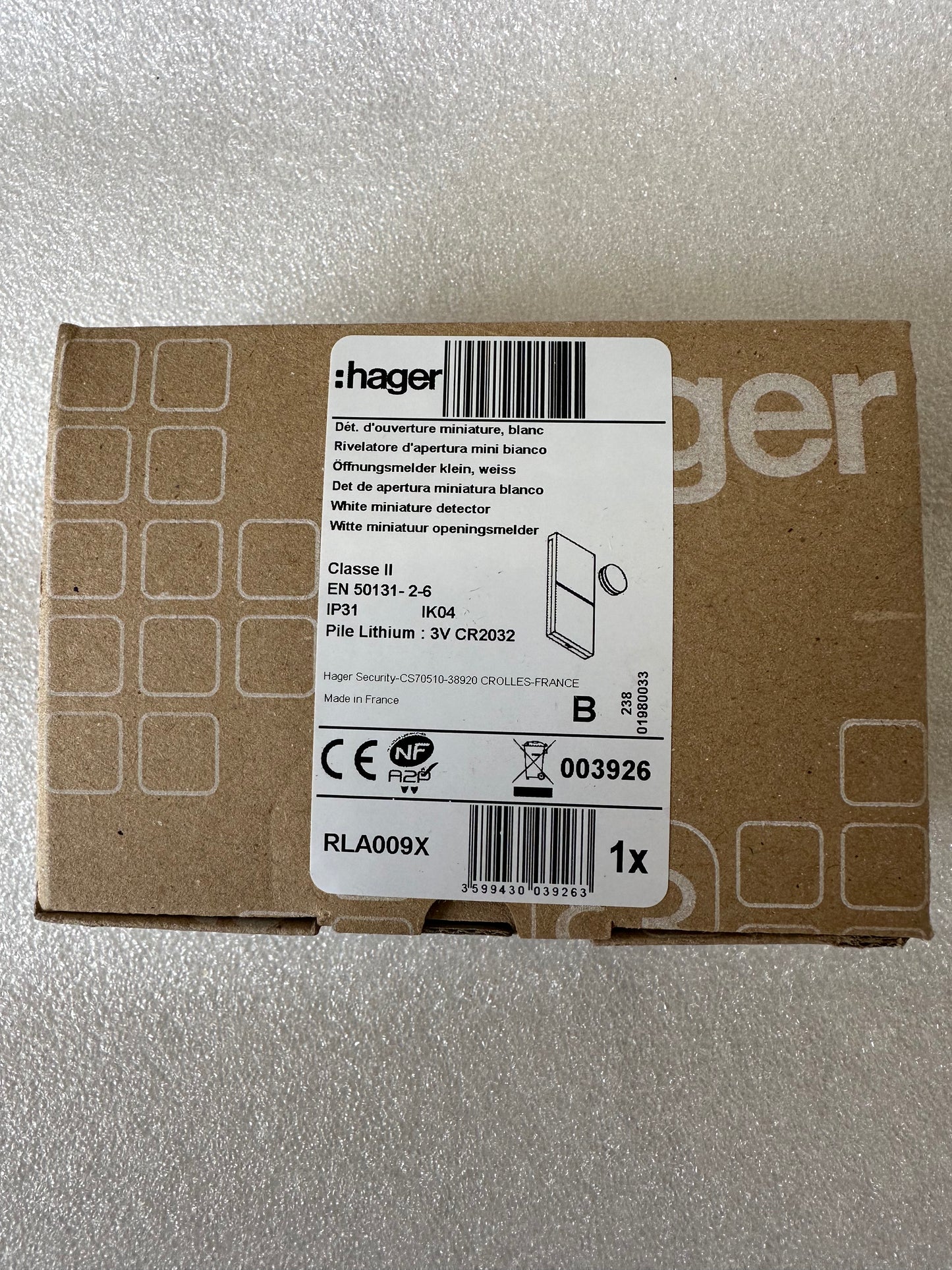 Hager Sepio RLA009X – Détecteur d’ouverture miniature sans fil – Neuf déstockage