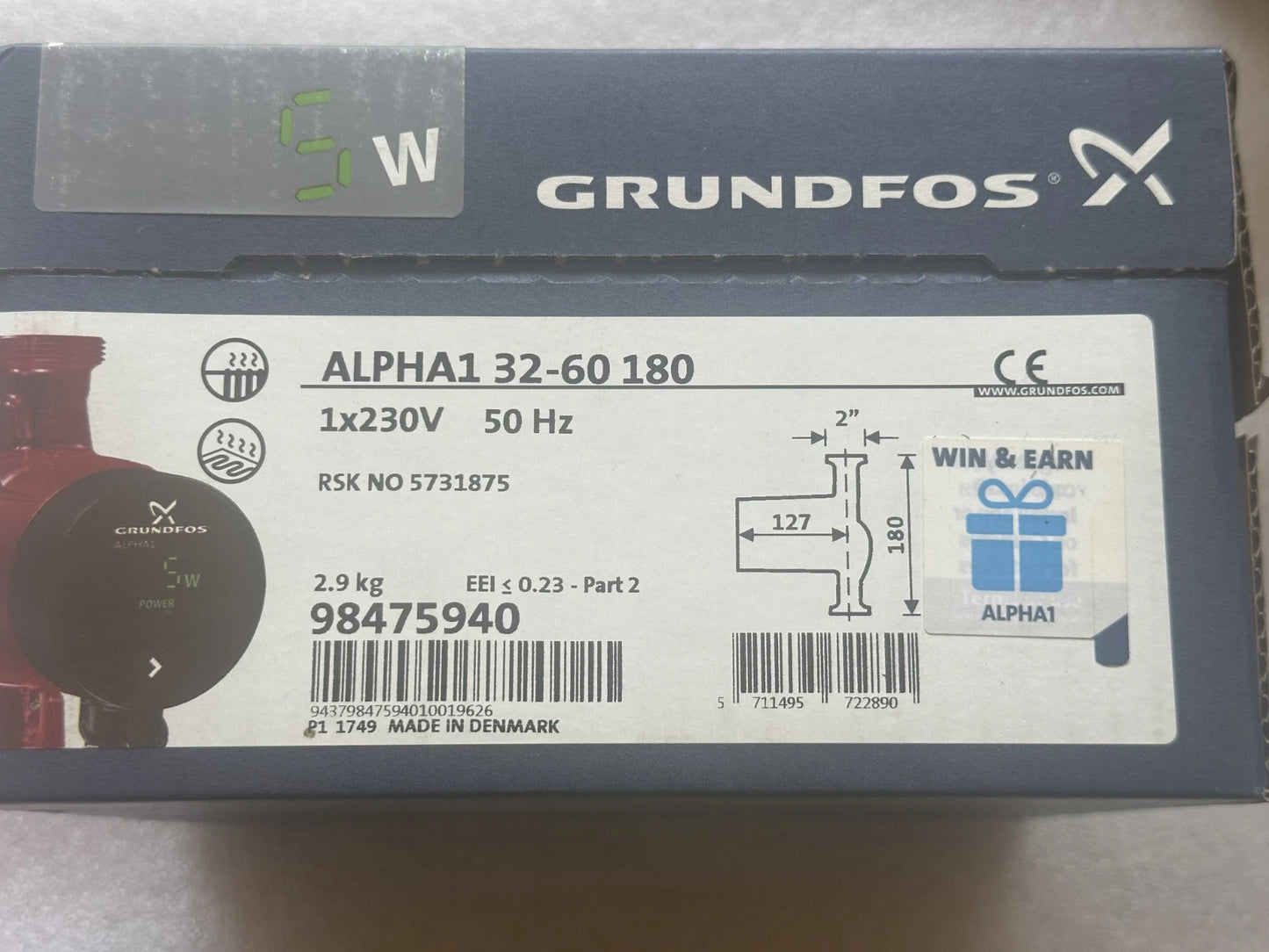 Circulateur Grundfos ALPHA1 32-60 180 – Pompe de circulation haute efficacité –