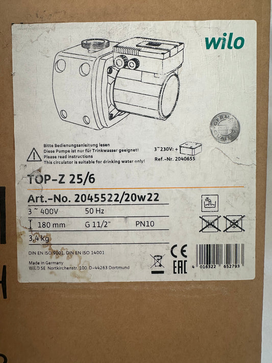 Circulateur Wilo TOP‑Z 25/6 – DN 25, 230 V, 180 mm – Neuf déstockage sans emballage