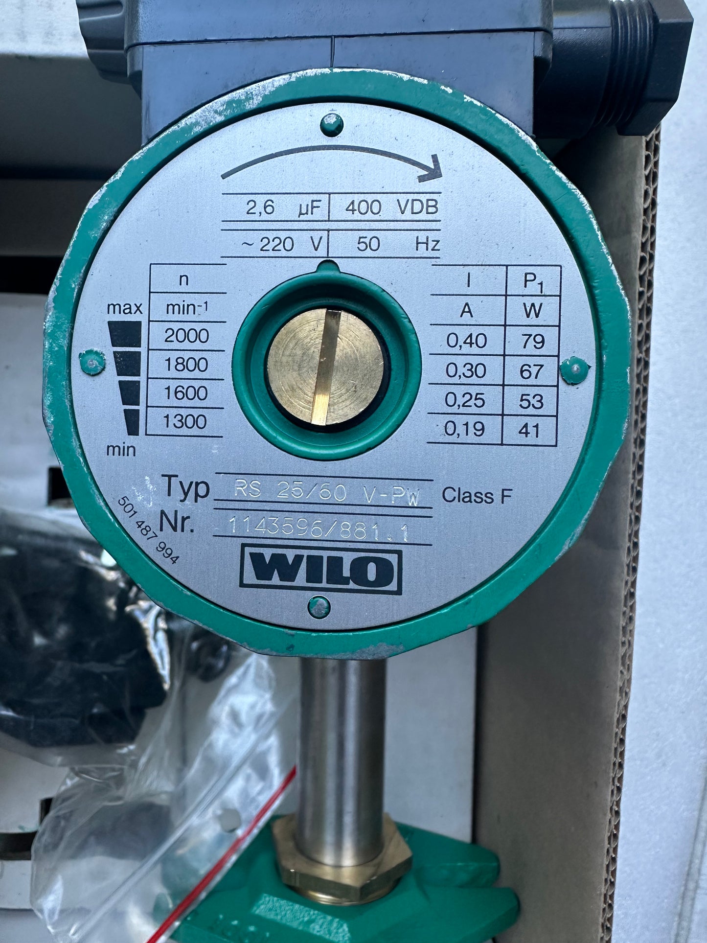 Circulateur Wilo RS 25/60 réf. 1143596 – Pompe de chauffage 180 mm – Neuf (Déstockage pro, emballage abîmé)