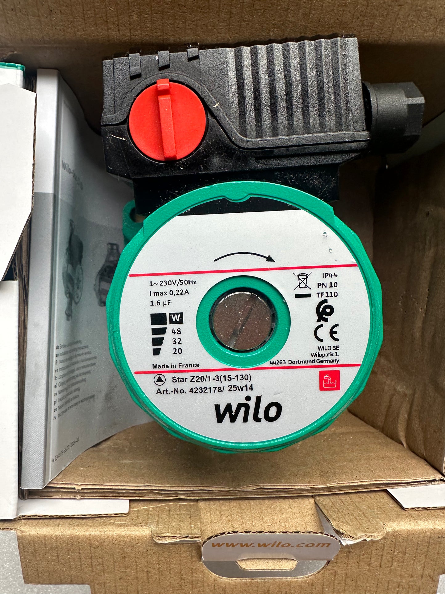 Wilo Star-Z 20/1-3 – Circulateur bouclage ECS 230V 3 vitesses – Neuf déstockage