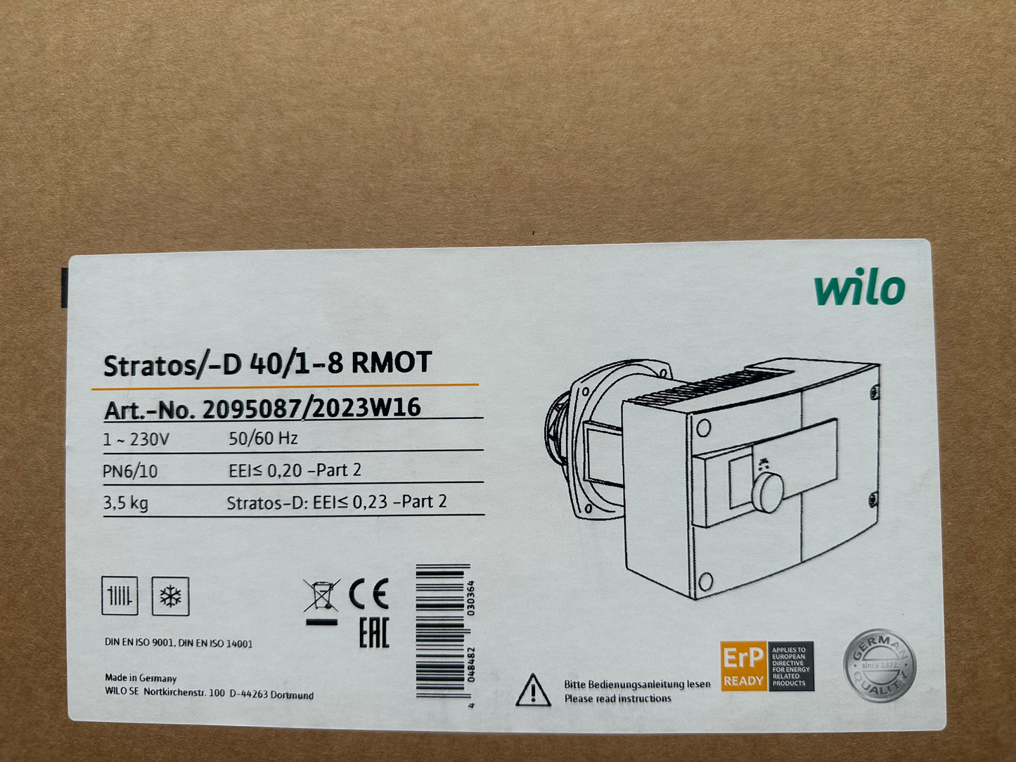 Wilo Stratos / Stratos-D 40/1-8 – Bloc-moteur RMOT.CAN – Réf. 2095087 – Neuf déstockage