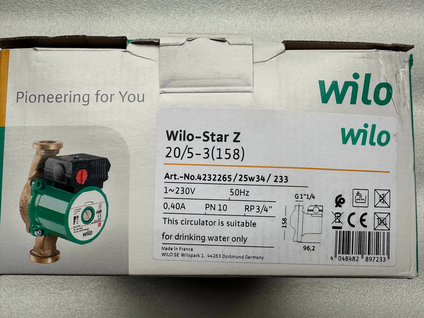 Wilo Star-Z 20/5-3 – Circulateur ECS / Chauffage – Réf. 4232265 – Neuf déstockage