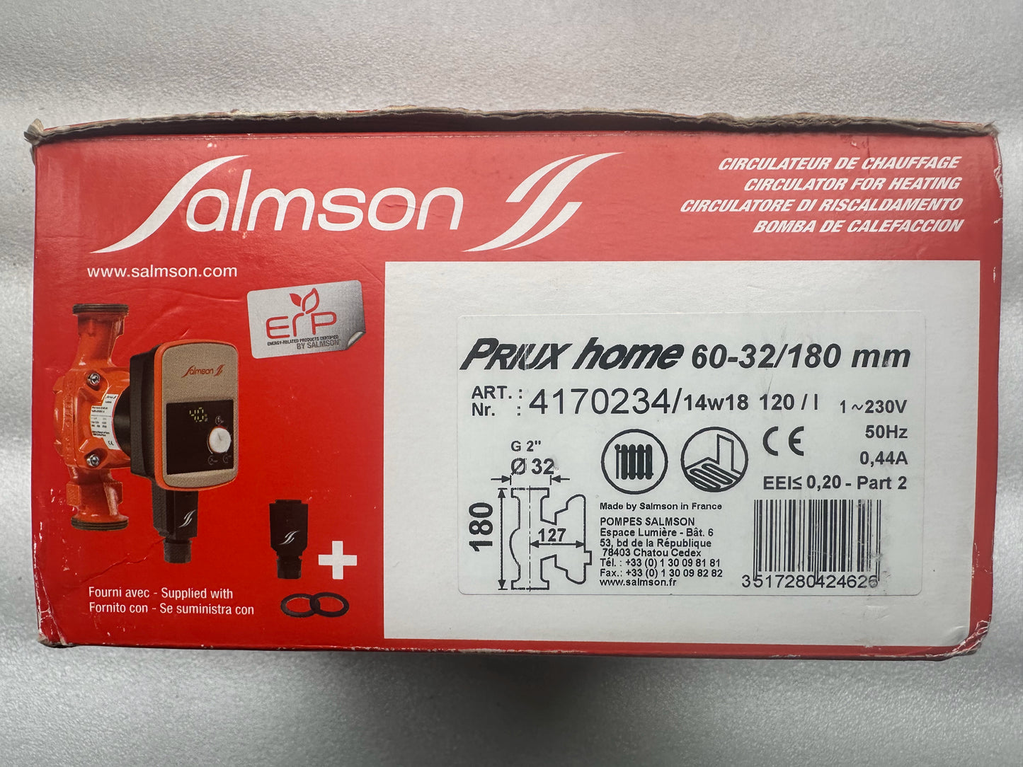 priux home 60/32 180 - circulateur pompe chaudière - réf. 4170234 vue 3