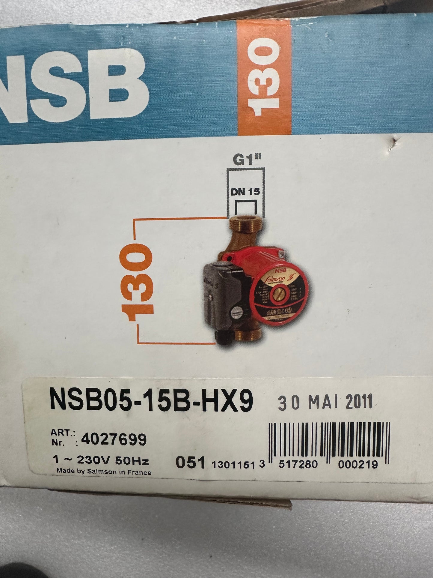 salmson nsb05-15b-hx9 - circulateur pompe chaudière - réf. 4027699 vue 2