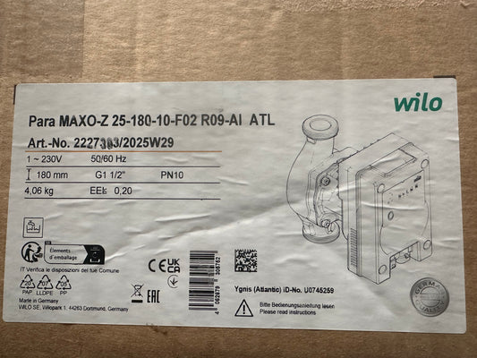 circulateur wilo para maxo-z 25-180-10 f02 227303 – pompe chauffage dn25