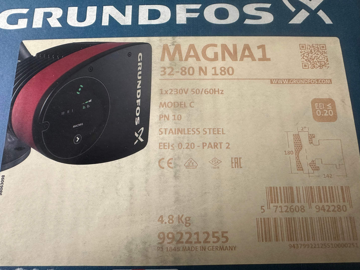 grundfos magna1 32 80 n 180 circulateur chauffage dn32