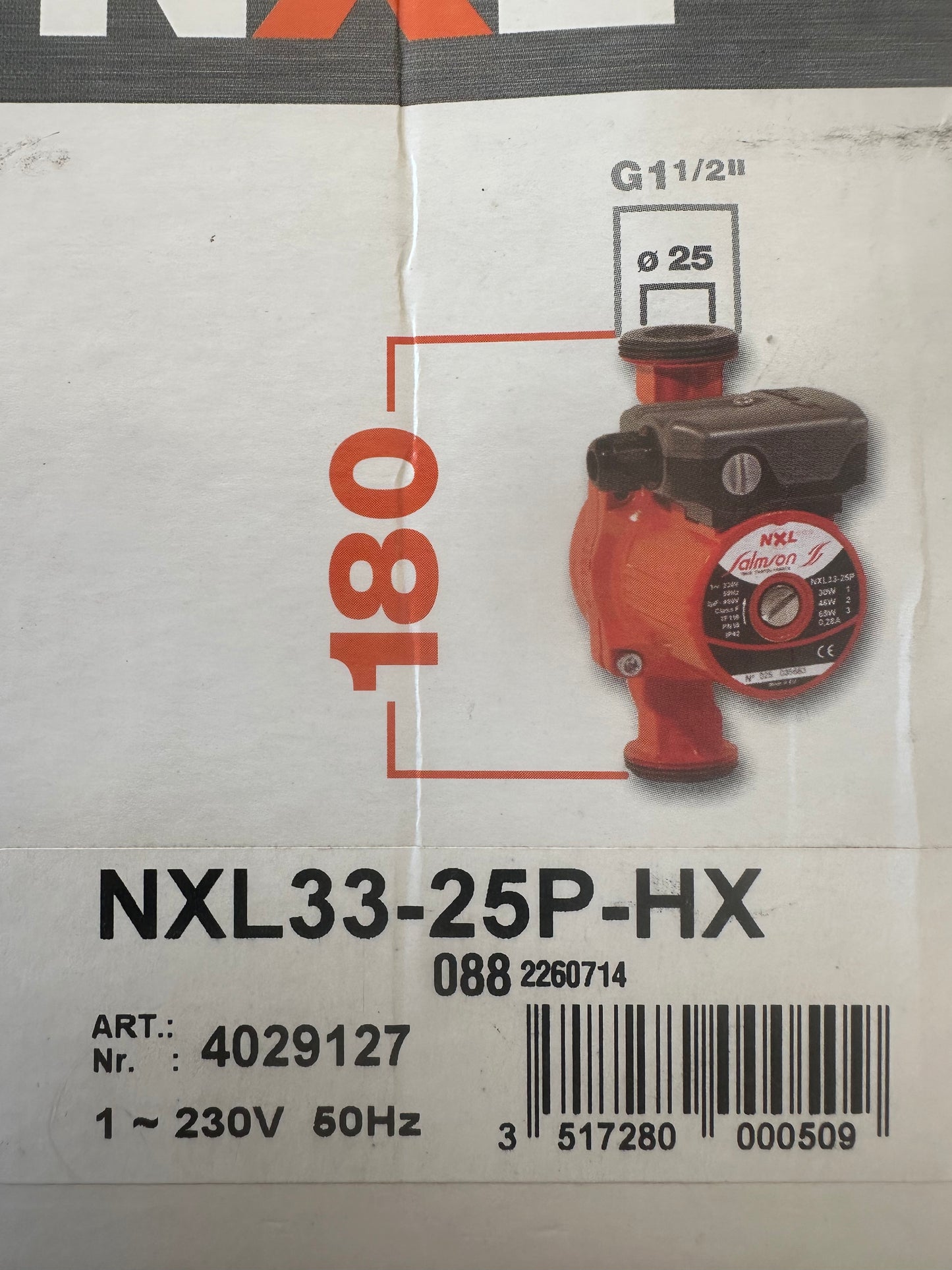 Circulateur NXL33-25P HX 230V – Pompe chauffage (neuf déstockage)