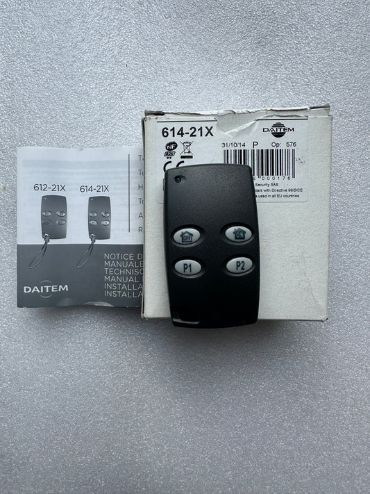 Télécommande Daitem 614-21X 4 touches – Compatible Logisty/Daitem – Neuve déstockage sans emballage