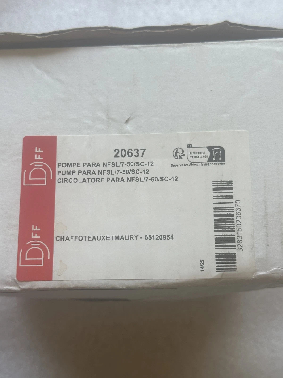 Circulateur Chaffoteaux 65120954 Pompe Haute Efficacité Neuf Pièce d'Origine