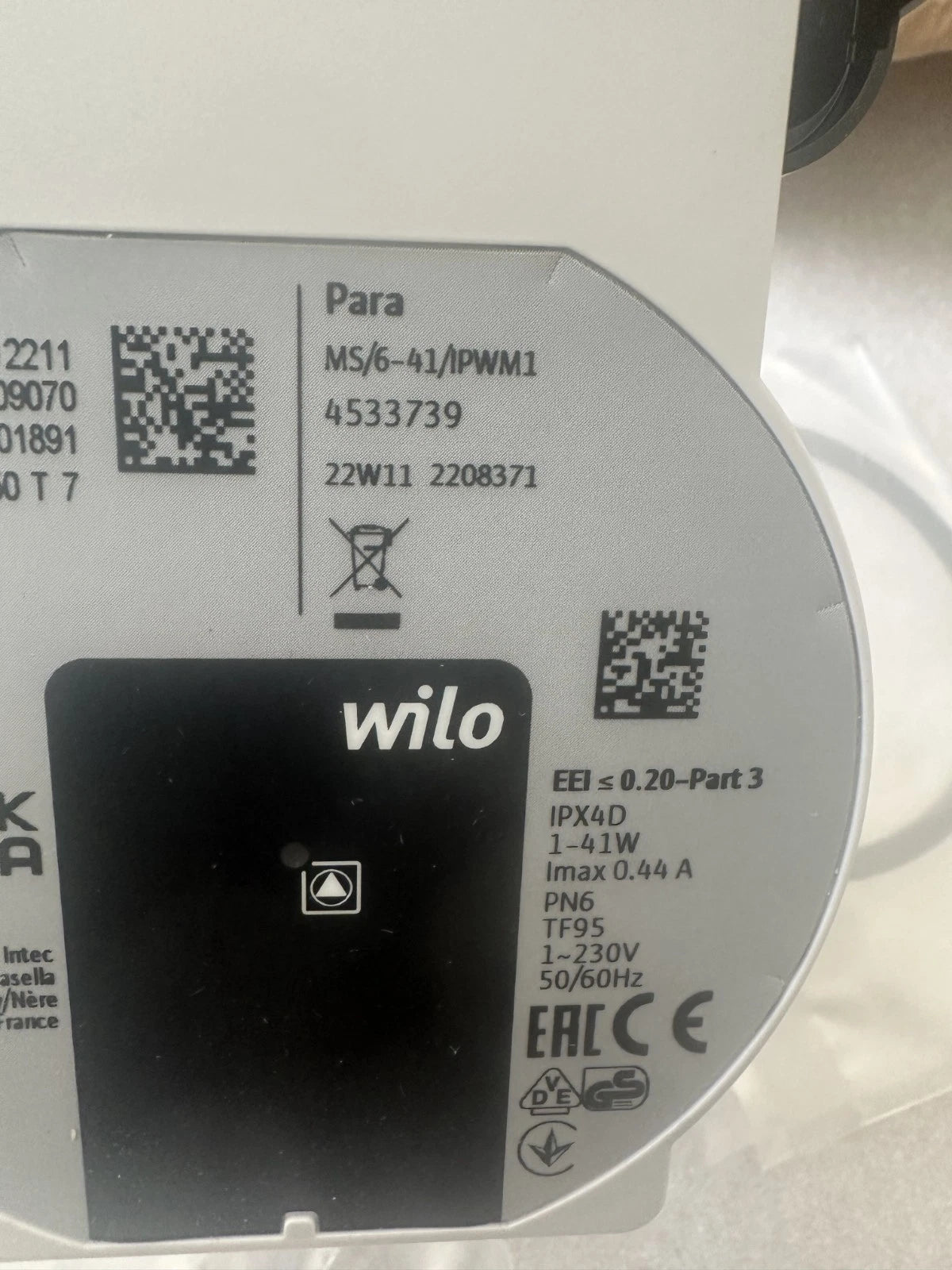 Pompe circulateur Wilo Para MS/6-41/IPWM1 Réf. 0020207131 Saunier Duval Vaillant