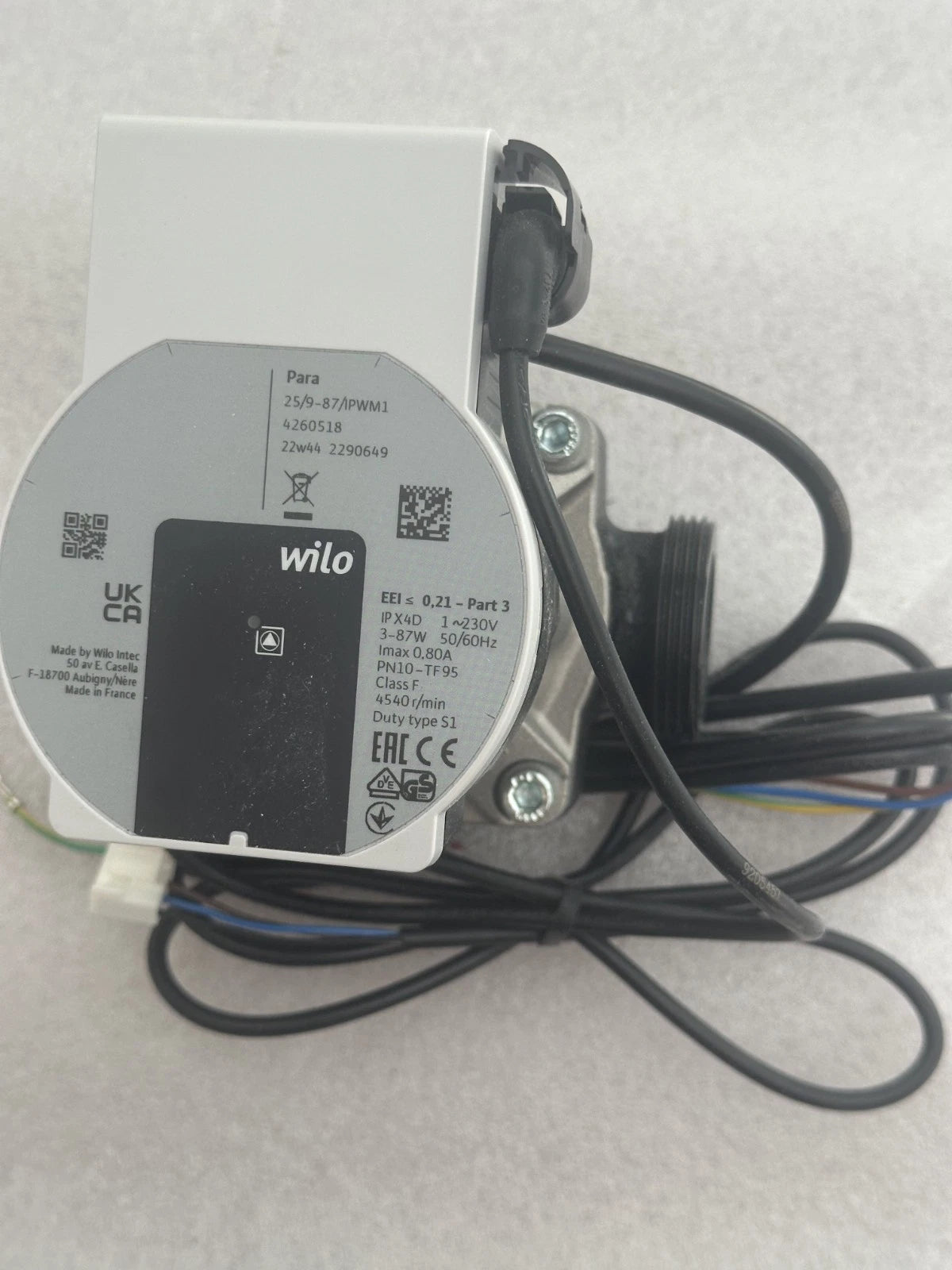 Circulateur Wilo PARA 25/9-87/IPWM1 Haute Efficacité Pompe Chauffage Neuf